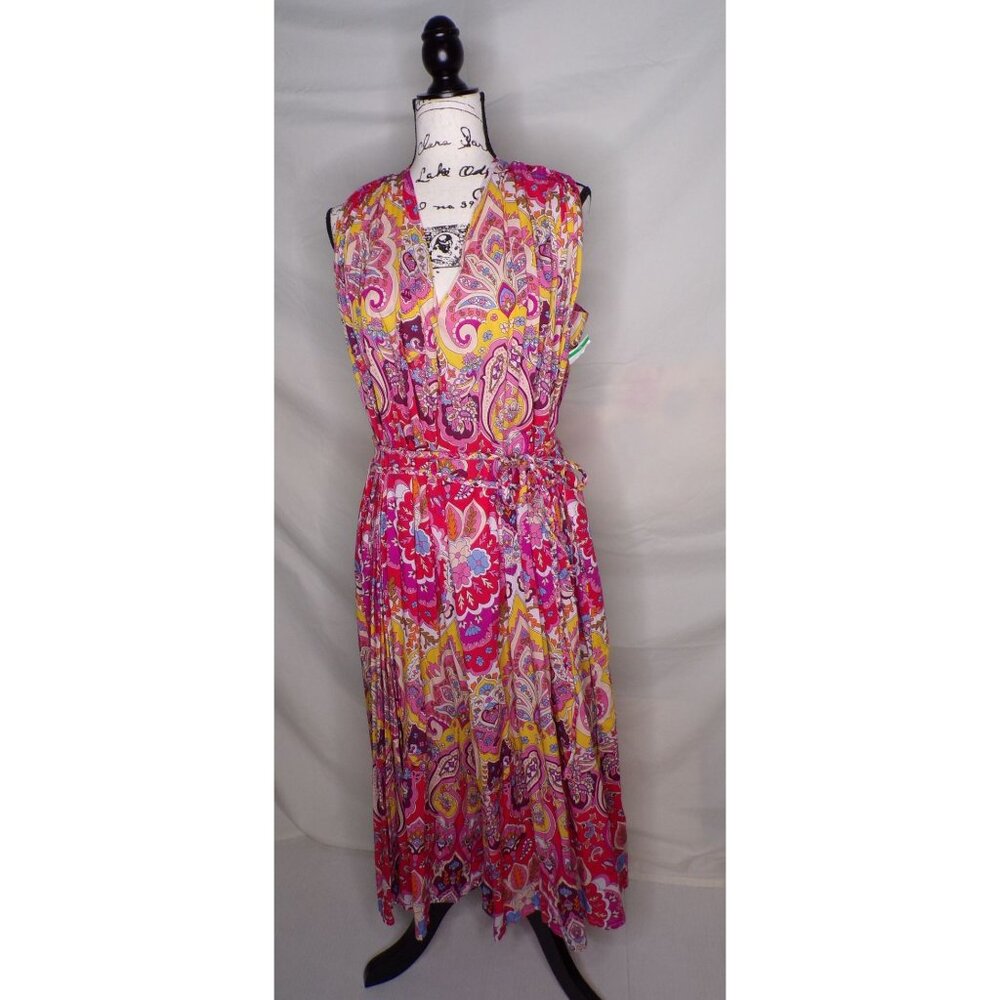 🆕 Mille Marilyn Paisley Halter Neck Full Skirt Midi Dress Cotton Large - Picture 5 of 12